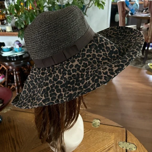 Vintage Floppy Wide Leopard Brim Sun Hat - Picture 7 of 7